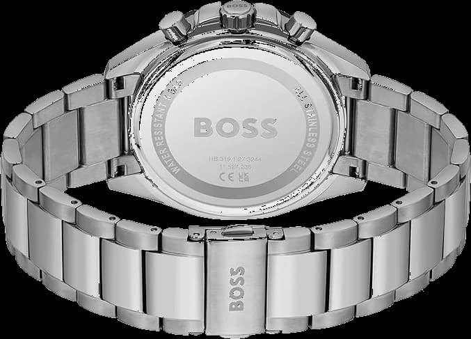 Bracelet Hugo Boss 1514015 en acier inoxydable brossé, maillons alternés, fermoir déployant double sécurité, confortable et robuste