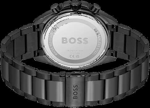 Bracelet Hugo Boss 1514016 en acier inoxydable brossé et poli, maillons trois rangées, fermoir déployant double sécurité