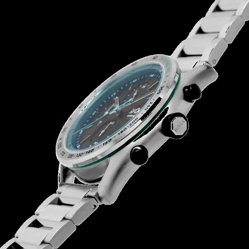 Bracelet Hugo Boss 1514023 en acier inoxydable brossé à maillons plats, fermoir déployant et finition polie