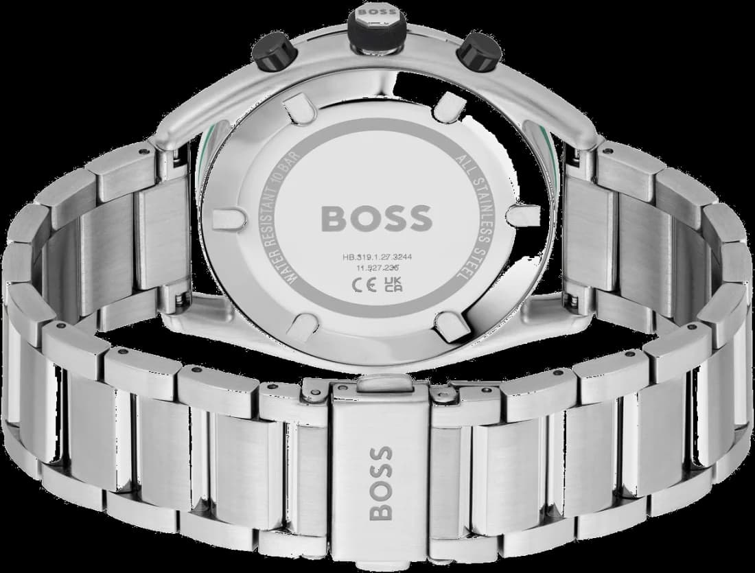 Boîtier Hugo Boss 1514023 en acier inoxydable rond de 42mm, lunette lisse polie et verre saphir antireflet