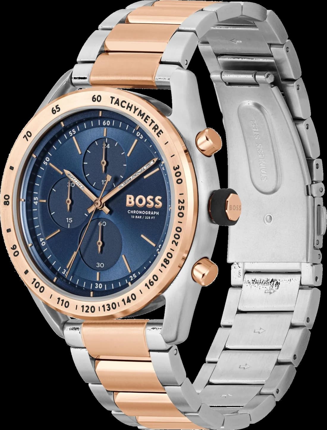 Cadran Hugo Boss 1514026 avec index appliqués et aiguilles bicolores, date à 3h et trotteuse centrale