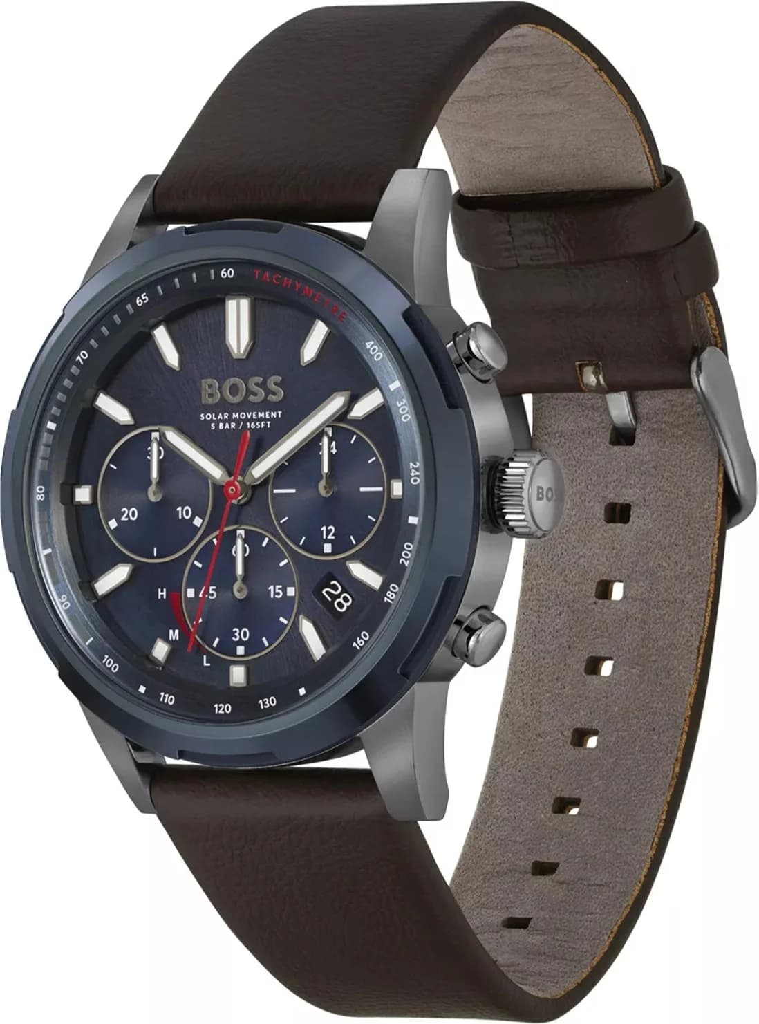 Cadran Hugo Boss 1514030 aux index bâtons argentés et aiguilles luminescentes, date à 3h et guichet jour