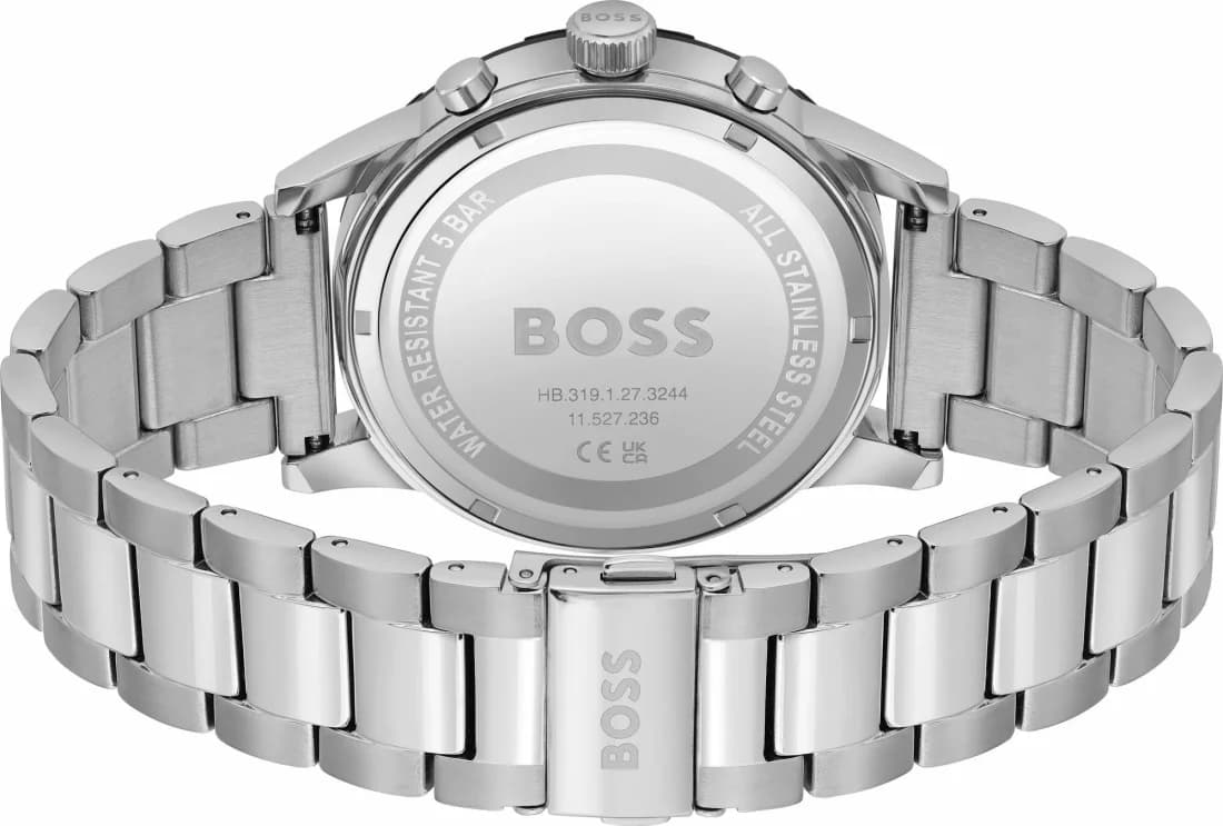 Bracelet Hugo Boss 1514032 en acier inoxydable à maillons, fermoir déployant double sécurité, finition polie