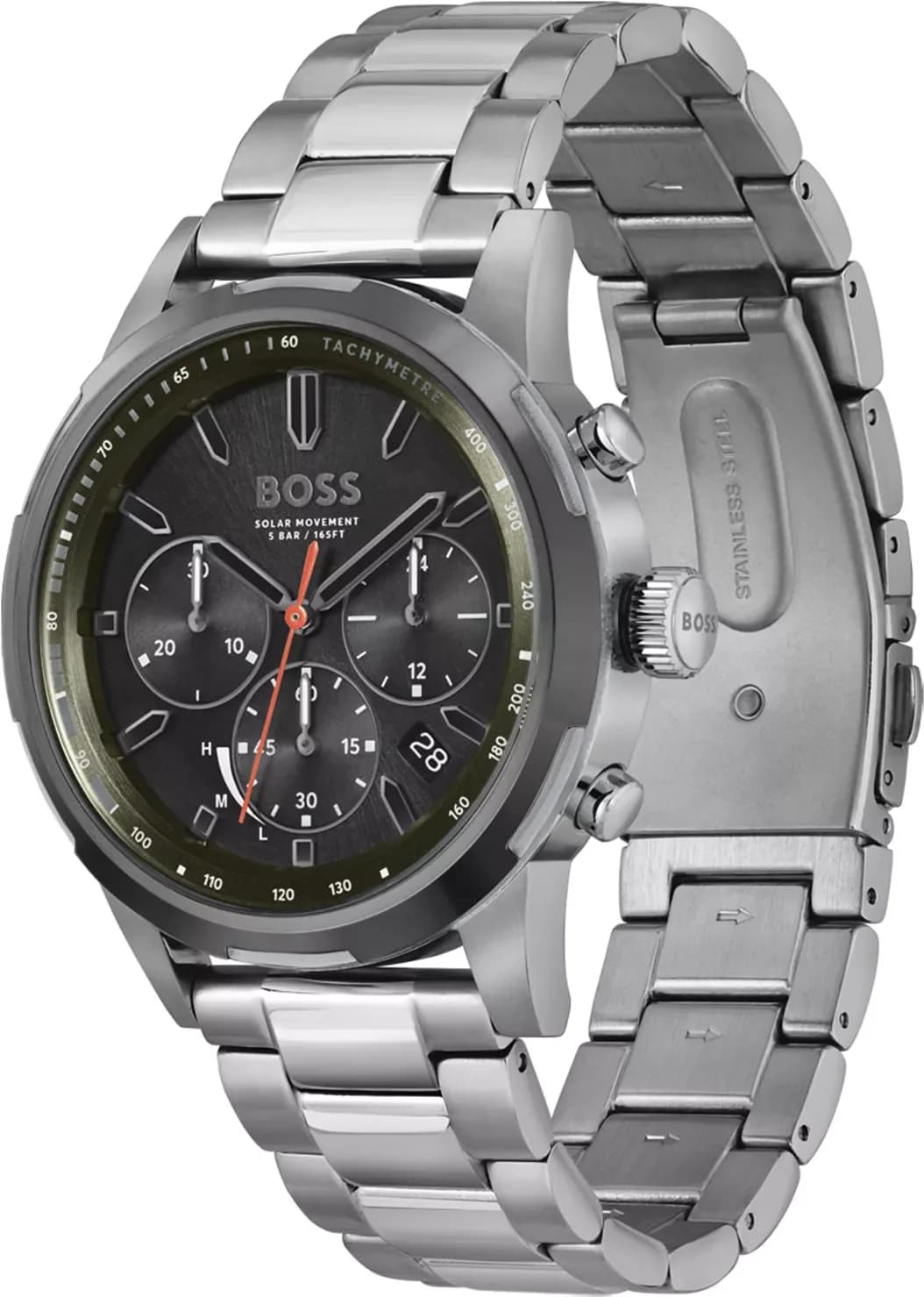 Montre Hugo Boss 1514034 Solgrade en Acier Gris et Cadran Noir Multifonctions vue 2