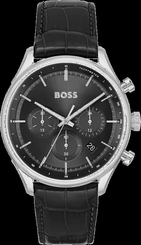 Montre Hugo Boss 1514049 sport noir avec cadran noir et index argentés, style élégant et moderne
