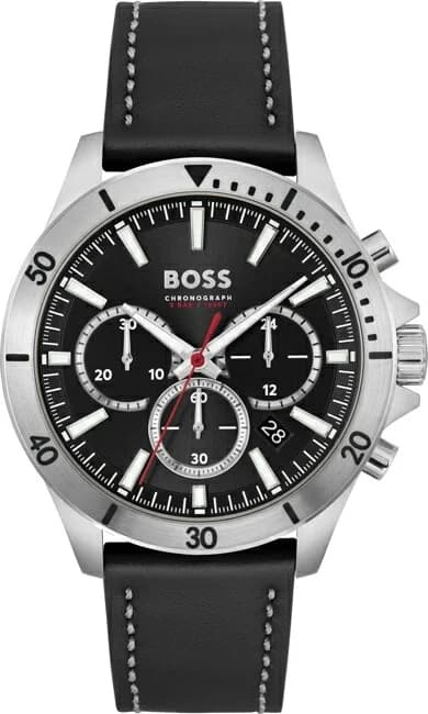 Montre Homme Hugo Boss Troper 1514055 bracelet cuir noir cadran multifonctions