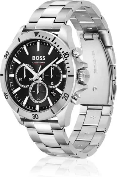 Cadran Hugo Boss 1514057 avec index bâtons, aiguilles argentées et guichet date à 4h30