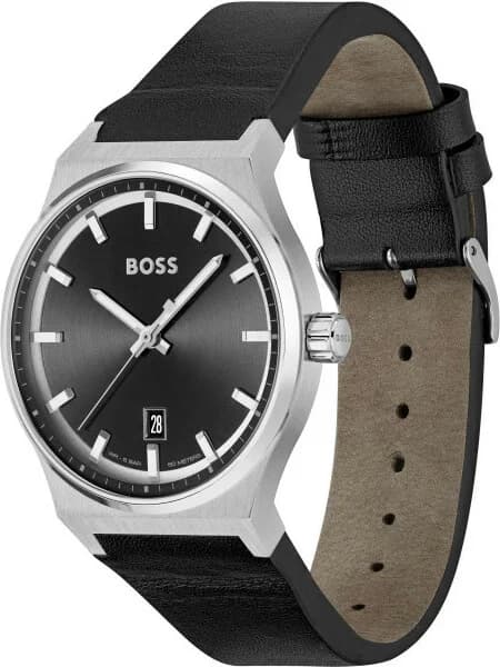 Cadran Hugo Boss 1514075 aux index bâtons argentés et aiguilles dauphine, date à 3h