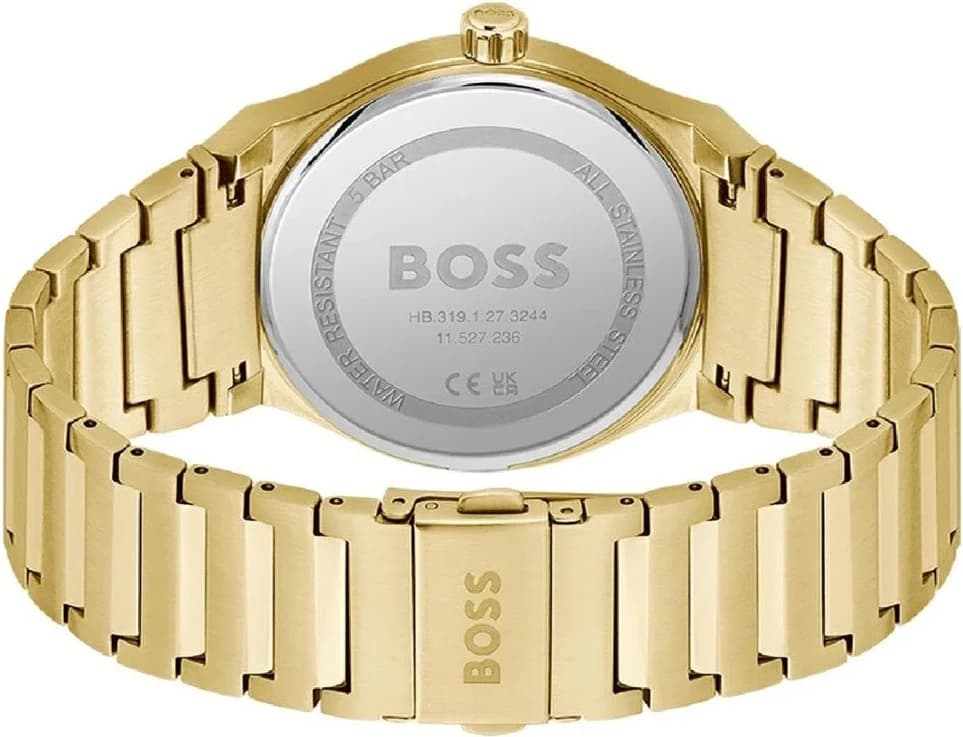 Bracelet Hugo Boss 1514077 en acier doré à maillons, finition polie, fermoir déployant sécurisé