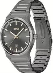 Cadran Hugo Boss 1514078 gris fumé, index bâtons et aiguilles argentées, date à 3h