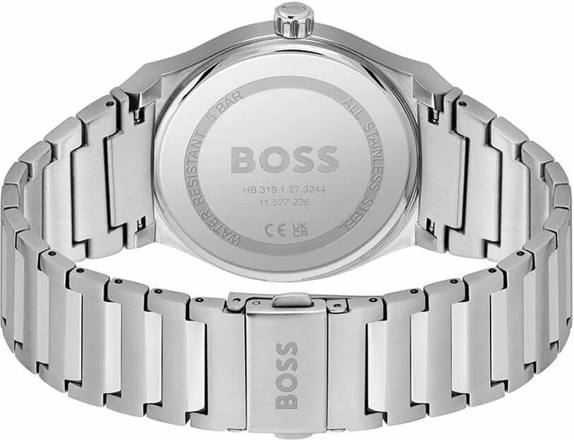 Bracelet Hugo Boss 1514079 en acier brossé à maillons trois rangées et fermoir déployant