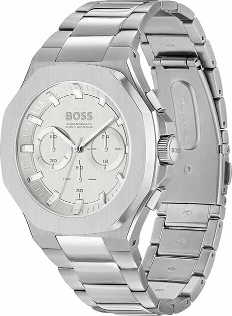 Cadran Hugo Boss 1514087 index bâtons appliqués, aiguilles dauphine, date à 3h, contraste parfait