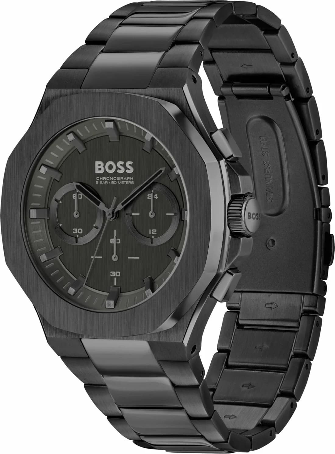 Cadran Hugo Boss 1514088 index bâtons argentés et aiguilles luminescentes, date à 3h