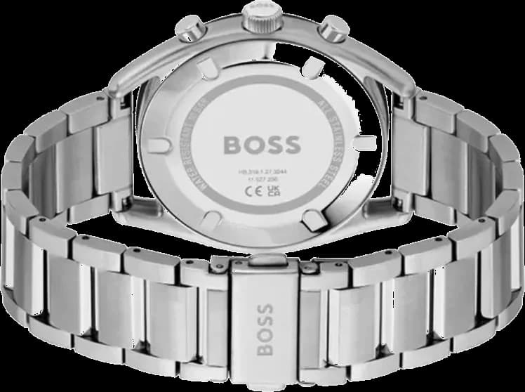 Bracelet Hugo Boss 1514093 acier brossé à maillons, fermoir déployant double sécurité, robuste et élégant