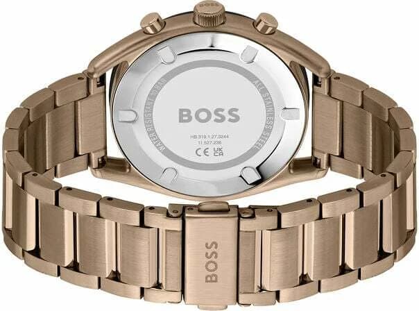 Bracelet Hugo Boss 1514094 en acier beige à maillons alternés, fermoir déployant double sécurité