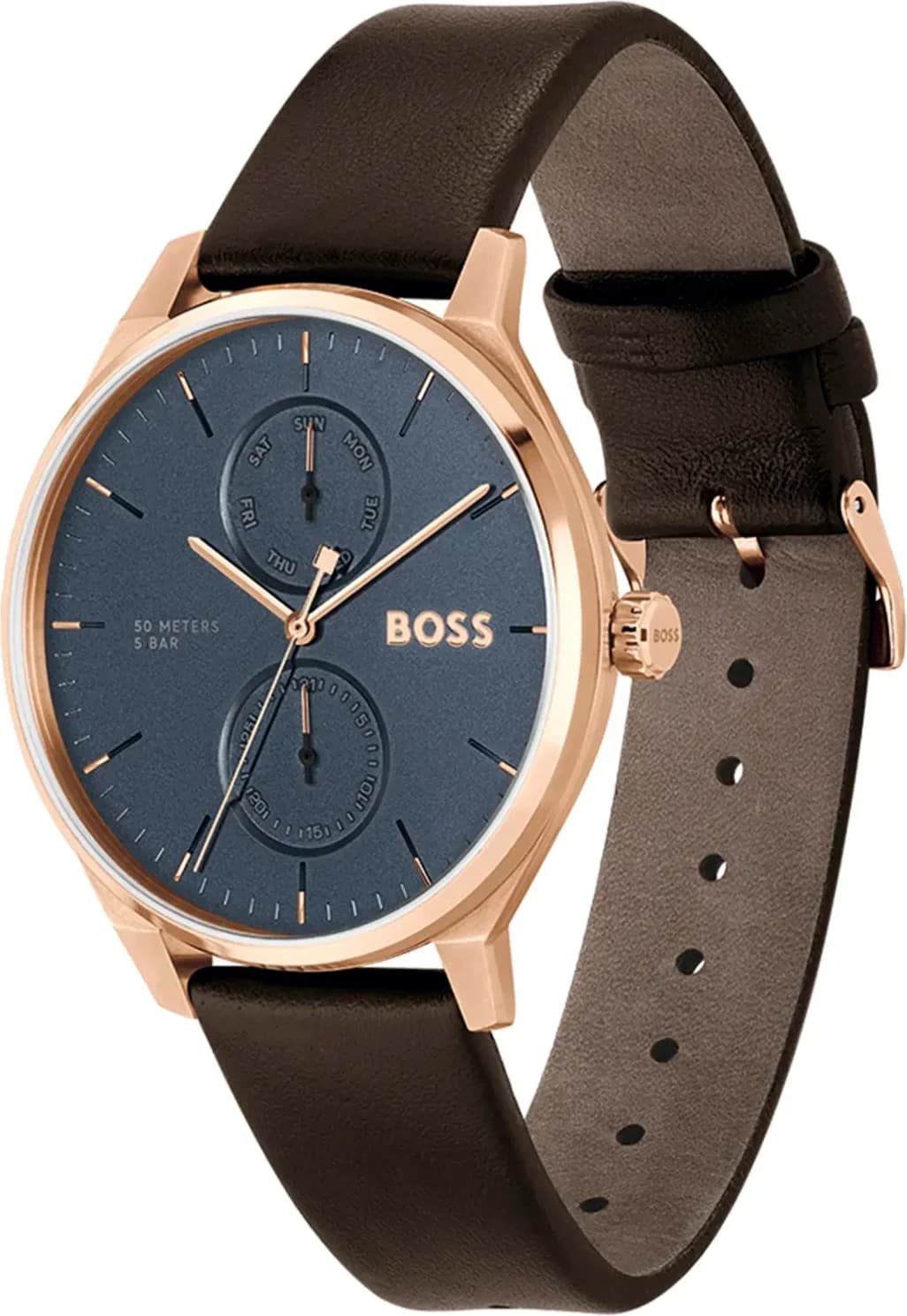 Cadran Hugo Boss 1514103 aux index appliqués argentés et aiguilles dauphine, date à 3h
