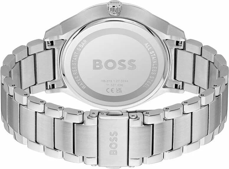 Bracelet Hugo Boss 1514106 en acier inoxydable brossé, maillons milanais, fermoir déployant double sécurité