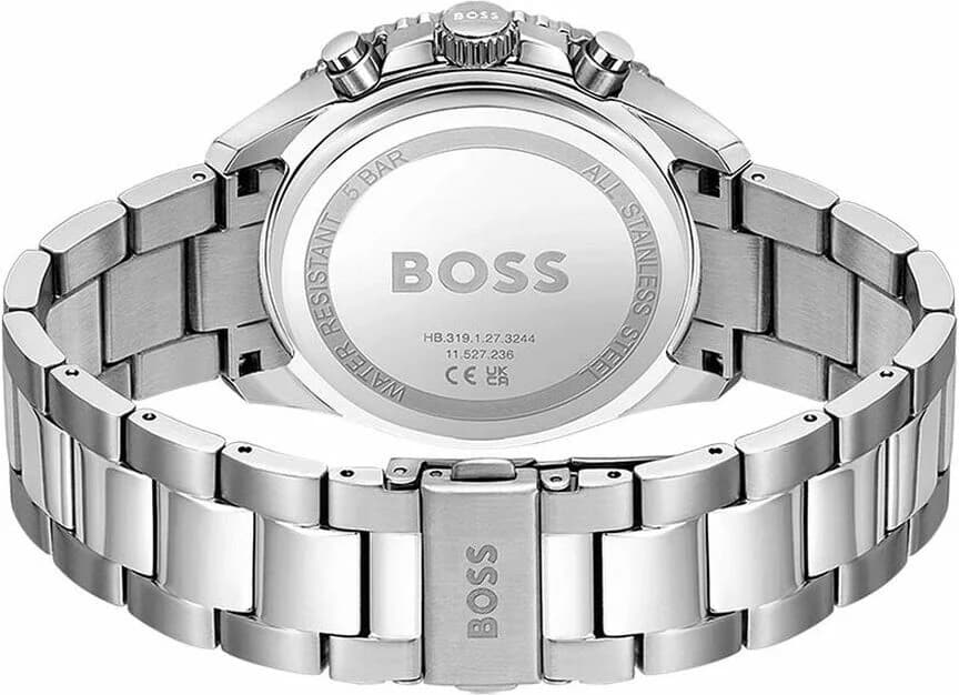 Bracelet Hugo Boss 1514143 en acier inoxydable brossé, fermoir déployant double sécurité, maillons alternés satinés et polis