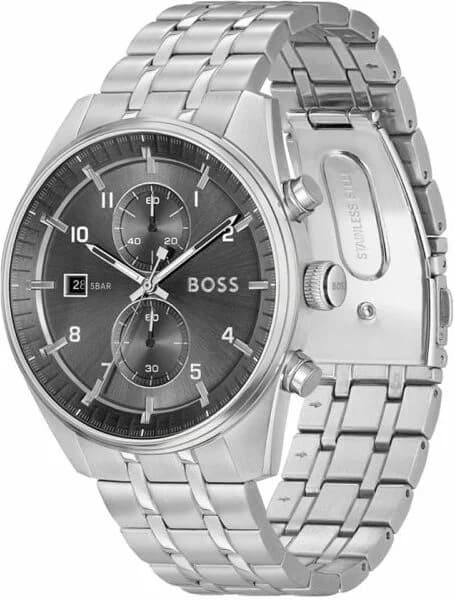Cadran Hugo Boss 1514151 avec index appliqués, aiguilles luminescentes et date à 3h pour une lisibilité parfaite