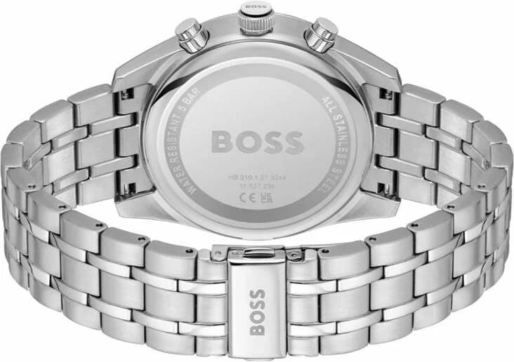 Bracelet Hugo Boss 1514151 en acier inoxydable brossé et poli, fermoir déployant ajustable pour confort et sécurité