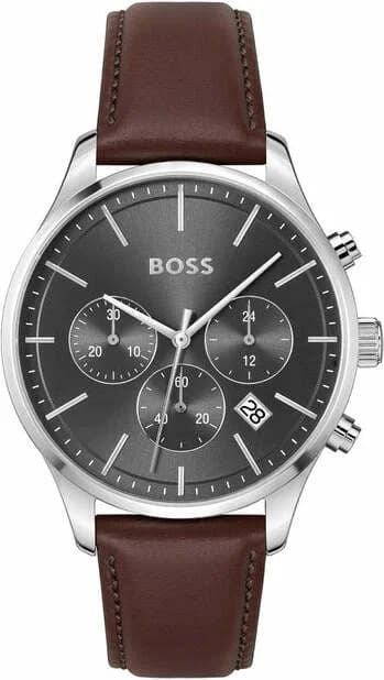 Montre Hugo Boss 1514155 au cadran gris anthracite avec index dorés et aiguilles centrales