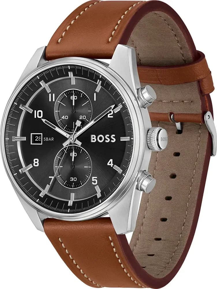 Cadran Hugo Boss 1514161 au design squeletté dévoilant le mouvement, aiguilles luminescentes et compteurs