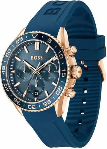 Cadran Hugo Boss 1514169 multifonctions bleu avec aiguilles lumineuses, compteurs date, jour et 24h