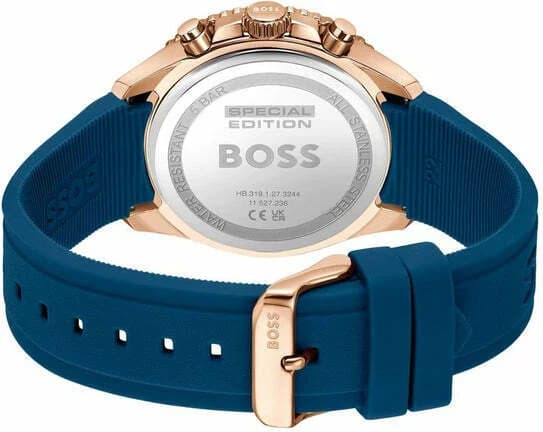 Bracelet Hugo Boss 1514169 en silicone bleu, texture caoutchouc, fermoir boucle ardillon, confort et durabilité