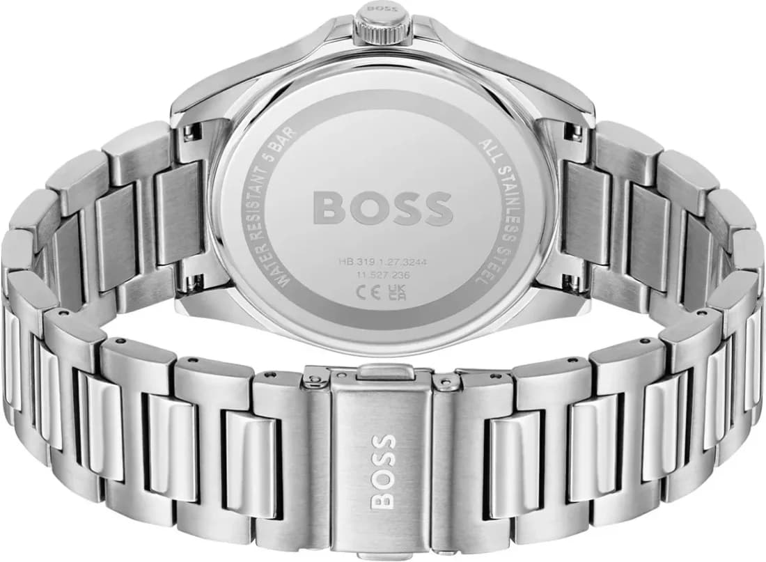 Bracelet Hugo Boss 1514171 en acier argenté à maillons, fermoir déployant sécurisé, finition polie