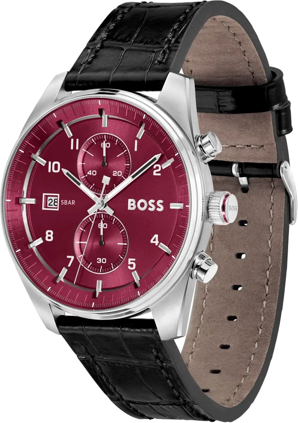 Cadran Hugo Boss 1514193 index appliqués, aiguilles dauphine, guichet date à 3h