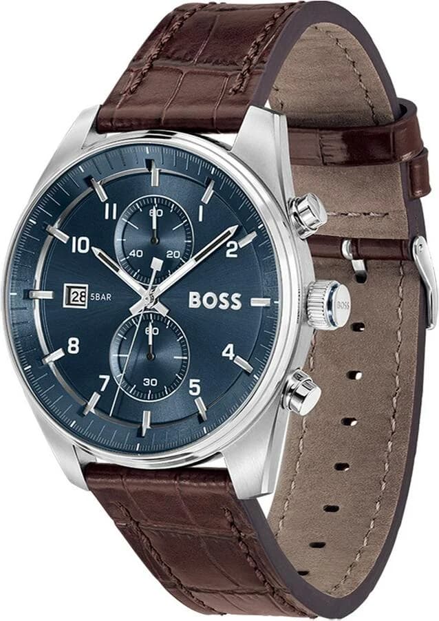 Montre Hugo Boss 1514194 Skytraveller Chronographe Acier et Cuir Marron vue 2