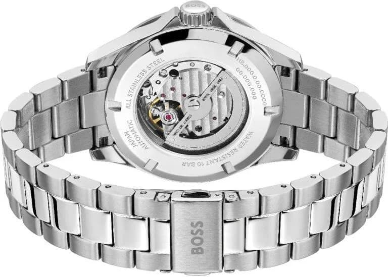 Bracelet Hugo Boss 1514200 en acier argenté à maillons, fermoir déployant signé Hugo Boss