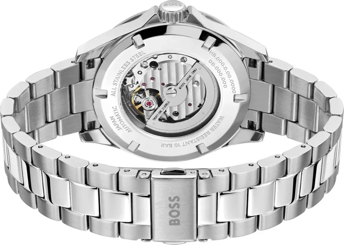 Bracelet Hugo Boss 1514202 en acier inoxydable poli-brossé, fermoir déployant double sécurité