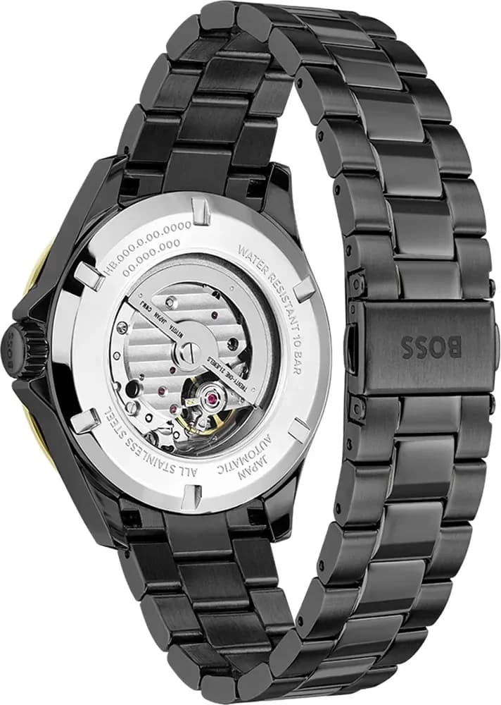 Bracelet Hugo Boss 1514203 acier noir brossé, fermoir déployant, maillons ajustables