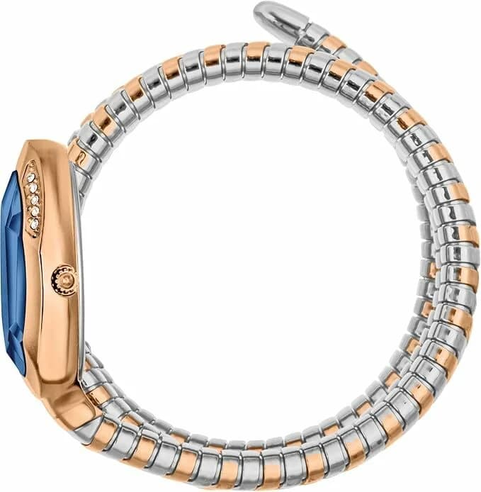 Cadran Just Cavalli JC1L224M0095 bleu soleillé index appliqués aiguilles bâton date à 3h design moderne