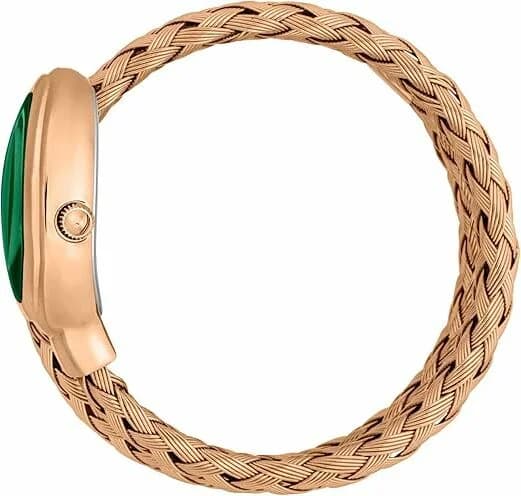 Cadran Just Cavalli JC1L264M0045 vert aux index bâtons dorés et aiguilles squelettes pour un look audacieux