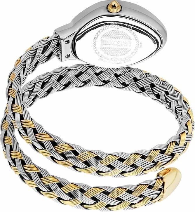Cadran Just Cavalli JC1L264M0065 vert soleil, index bâtons et chiffres romains, aiguilles dorées et date à 3h