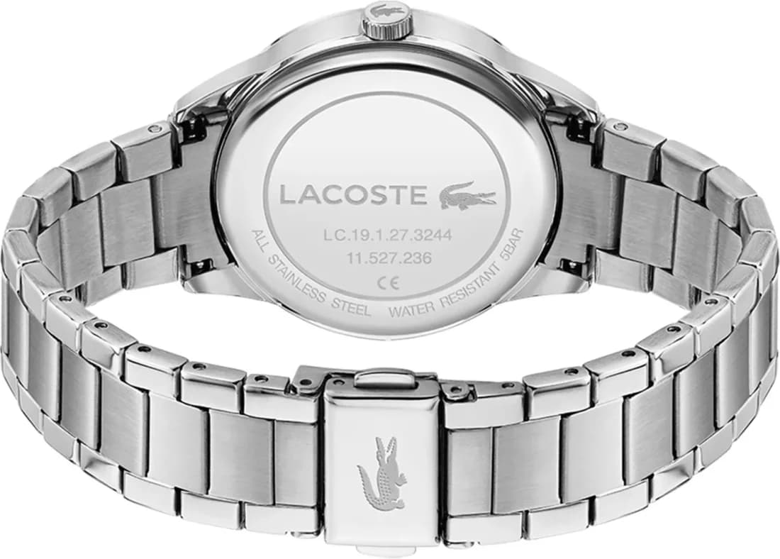 Bracelet Lacoste 2001189 en acier inoxydable argenté, maillons fins et fermoir déployant