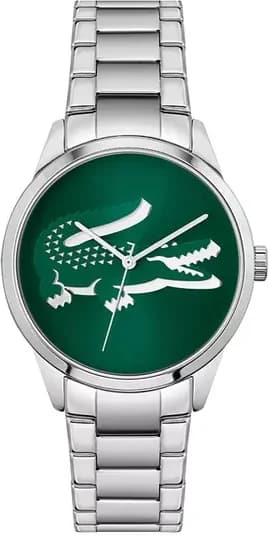 Montre Lacoste 2001190 au cadran vert et bracelet acier argenté, style sport chic