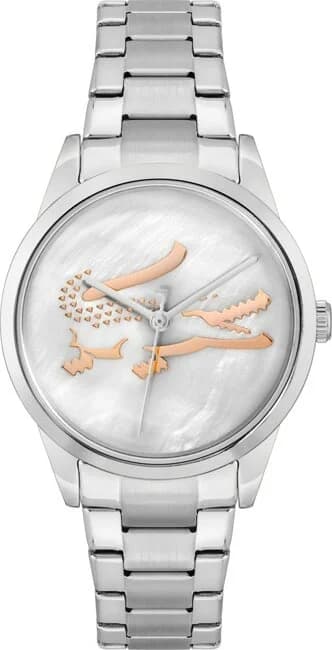 Montre Lacoste 2001214 au cadran nacre blanc et boîtier argenté, style élégant et féminin