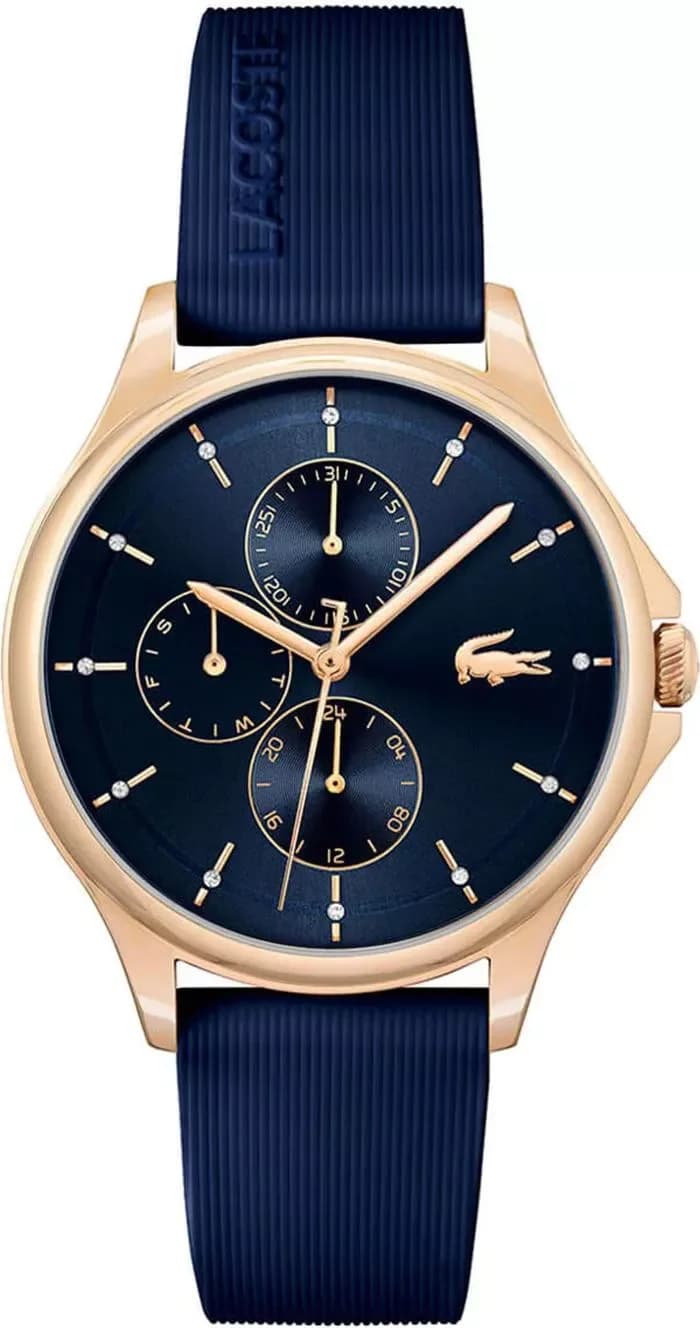 Montre Femme Lacoste Pleats 2001236 bracelet silicone bleu marine cadran multifonctions