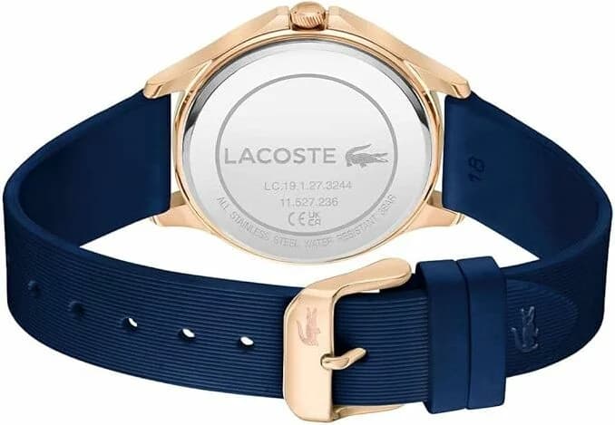 Cadran Lacoste 2001236 multifonctions avec compteurs et date, index blancs sur fond bleu