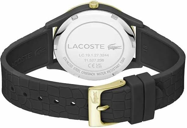 Bracelet Lacoste 2001249 en silicone noir texturé, fermoir ardillon acier