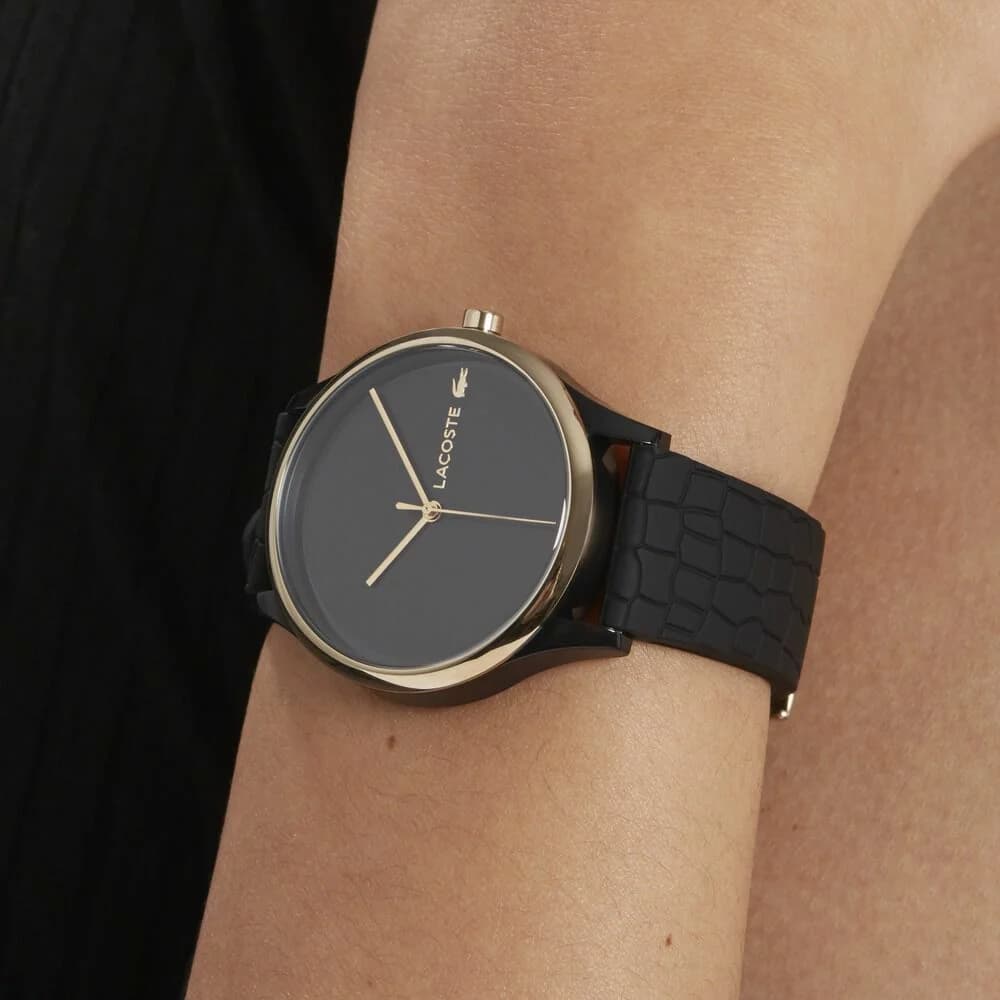 Montre Femme Lacoste Crocodelle 2001249 bracelet silicone noir vue 5