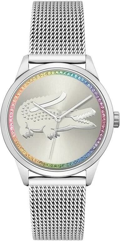 Montre Lacoste 2001259 au cadran blanc incrusté de strass, style élégant et raffiné