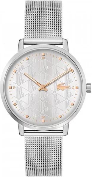 Montre Lacoste 2001285 cadran argent et acier inoxydable, design sport chic avec croco vert emblématique