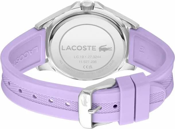 Cadran Lacoste 2001300 avec index bâtons, aiguilles argentées et trois compteurs pour un look dynamique