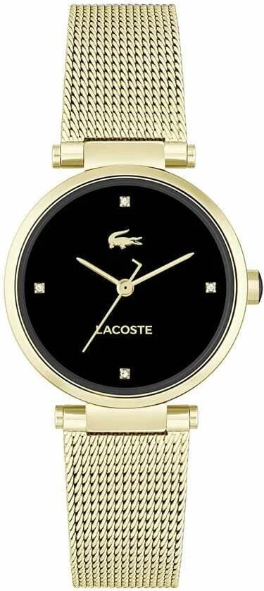 Montre Lacoste 2001336 au cadran noir et boîtier doré, style élégant pour femme