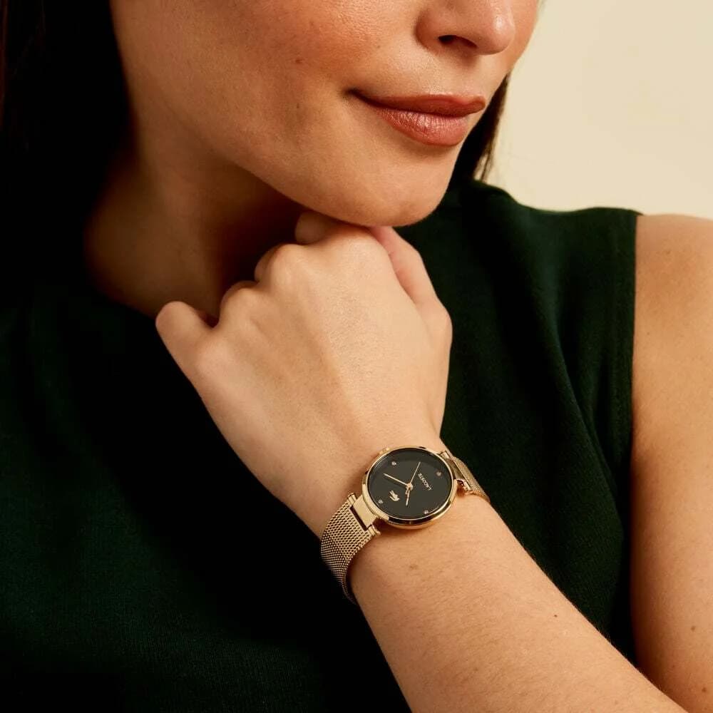 Montre Femme Lacoste Orba 2001336 bracelet maille milanaise doré cadran noir vue 5