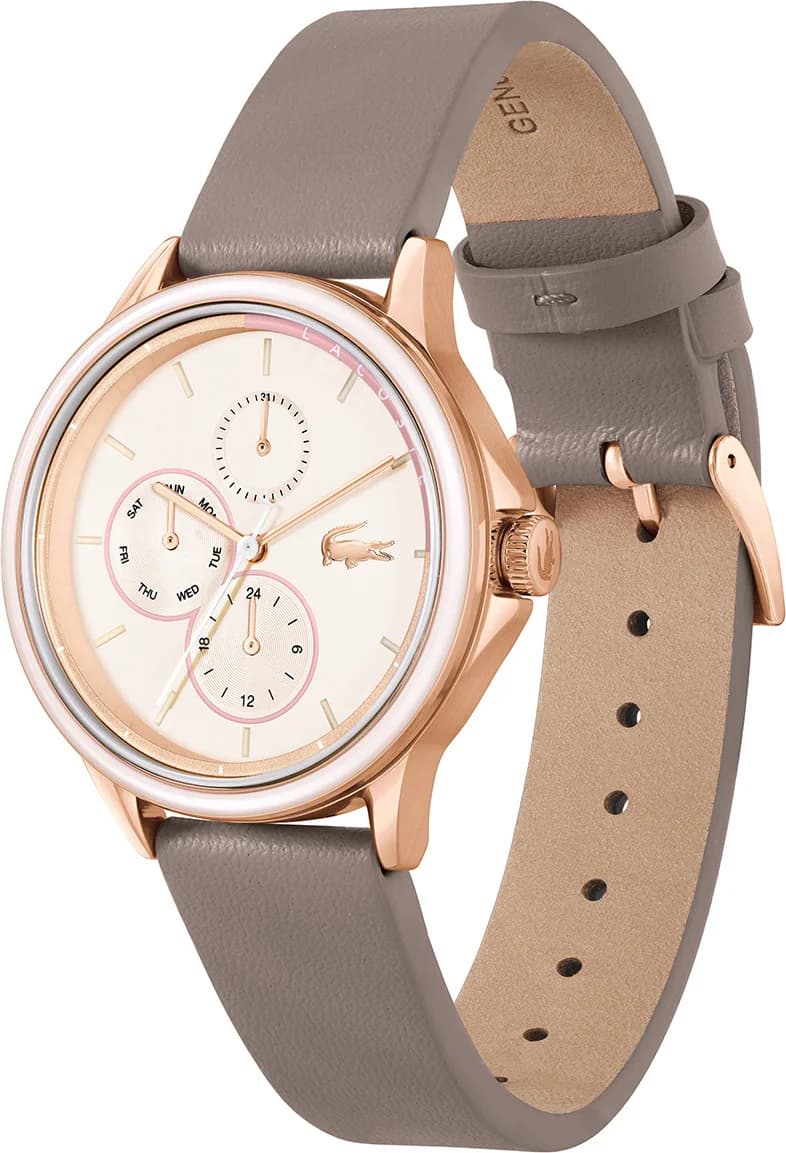 Montre Femme Lacoste Skyhook 2001339 bracelet marron en cuir cadran multifonctions vue 2